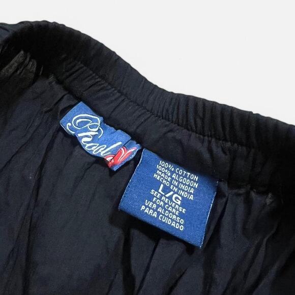 VTG 90s Phool Black Cotton & Iridescent Beaded Tiered Beach Goth Maxi Skirt L/XL - Picture 7 of 7